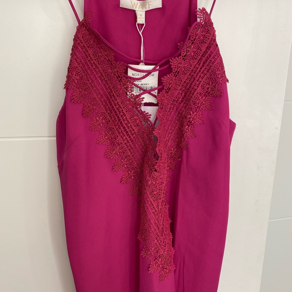 WAYF brand new pink crochet and laced tank top